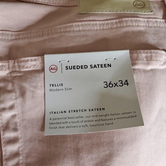 AG Tellis Vintage Pink Modern Slim Jeans Size 36x34 sueded Sateen NWT - Picture 6 of 10